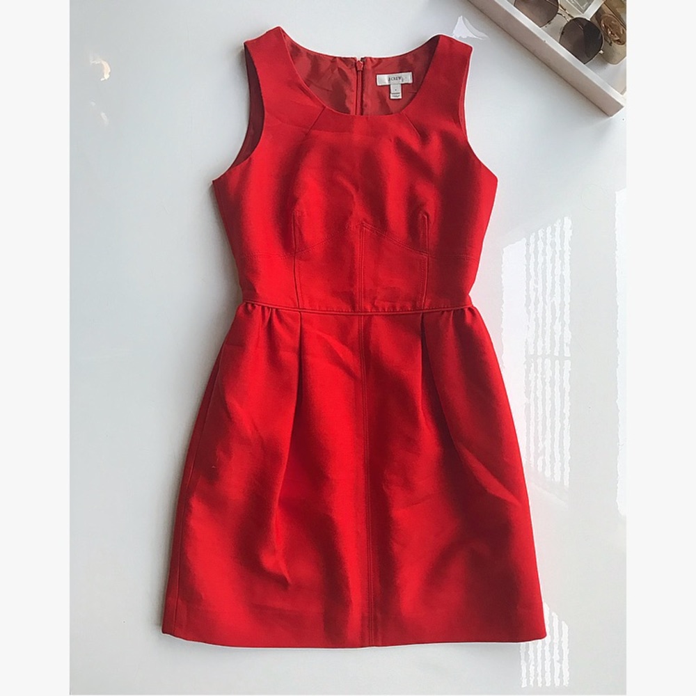J. Crew red Allie dress silk wool